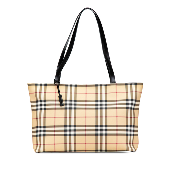 Pre-Loved Burberry House Check Coated Canvas Tote
